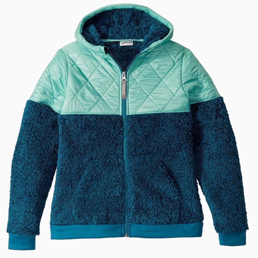 Spyder Girls Park Hoodie Jacket Quilted & Fleece Aqua & Teal, Size M Girls Youth